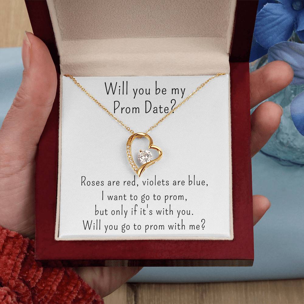 Prom Proposal Gift for Girls, Heart Necklace with Poem