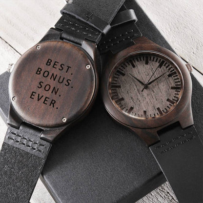 Best Bonus Son Ever, Engraved Wooden Watch for Bonus Son