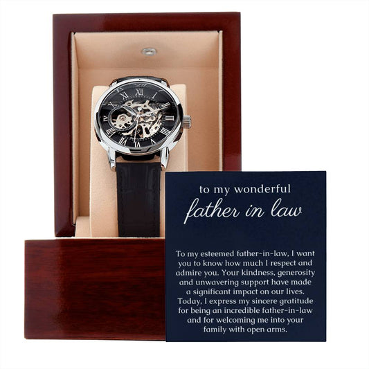 Skeleton Watch for Father In Law with thoughtful Message