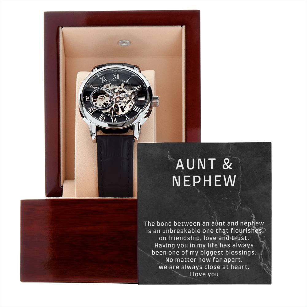 Aunt and Nephew Gift, Skeleton Watch for Nephew from Aunt