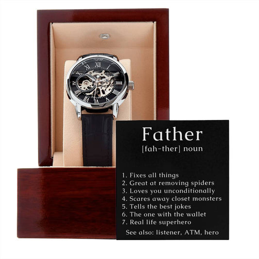 Sarcastic Father Gift, Skeleton Watch with funny Message for Dad