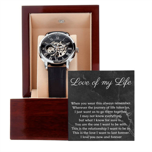 Skeleton Watch Gift for Him with romantic Message