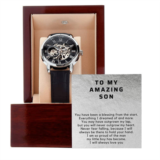 Skeleton Watch Gift for Son with thoughtful Message