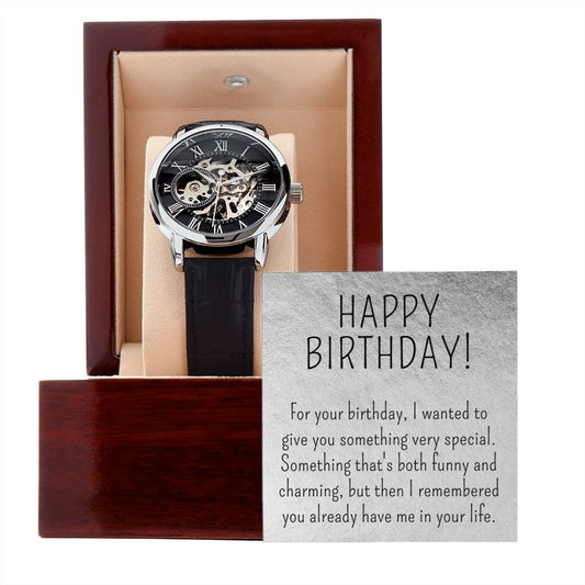 Sarcastic Birthday Gift for Men, Skeleton Watch with funny Message