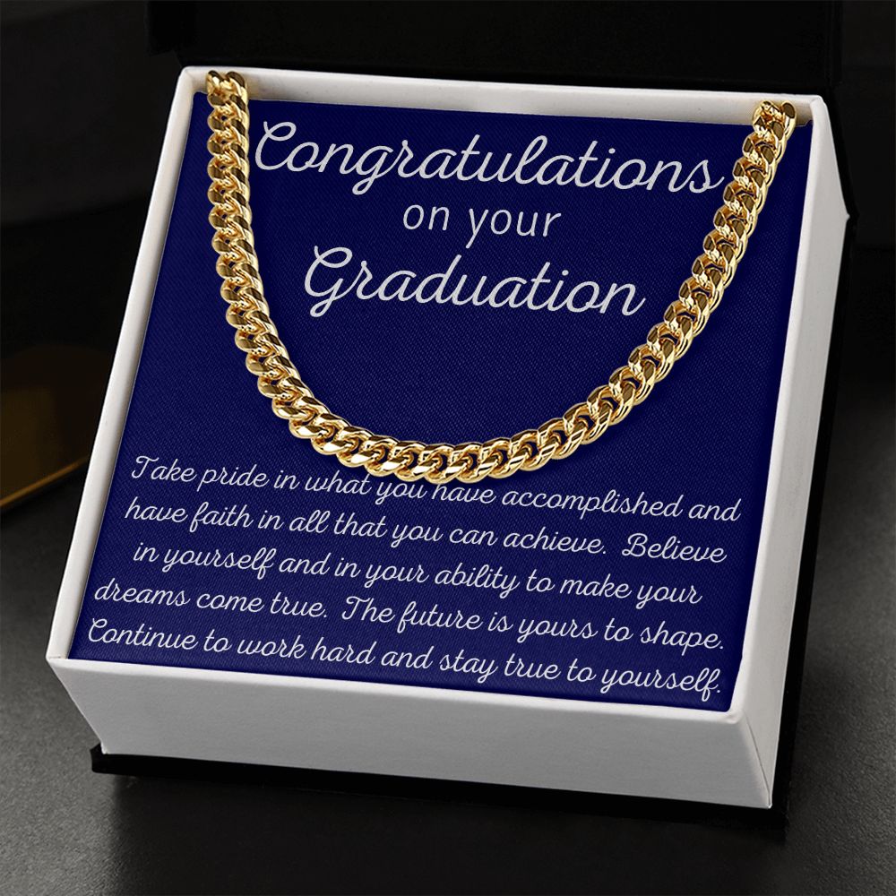 Graduation Chain Necklace for Men, College & High School Graduation Gift