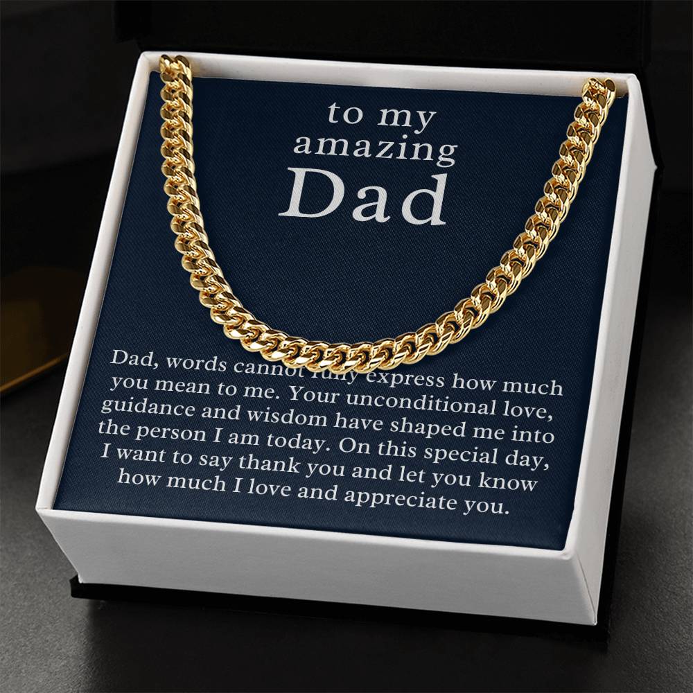 Personalized Cuban Chain Necklace for my amazing Dad, Add Name & Closing