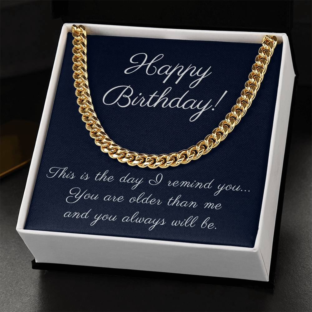 Funny Birthday Gift for Men, Cuban Chain Necklace with sarcastic Message