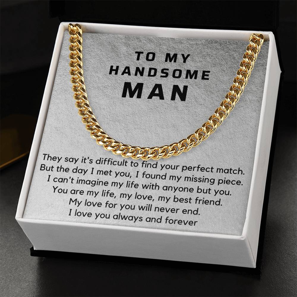 Gift for Him, Cuban Chain Necklace with romantic Message