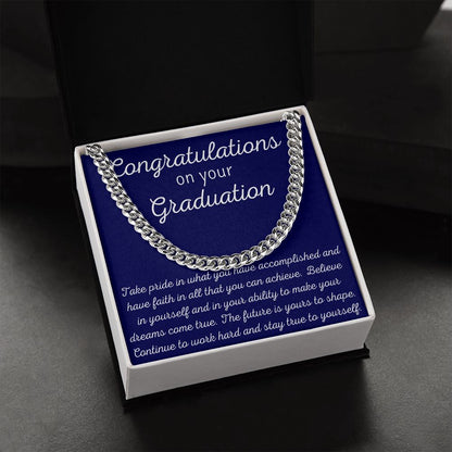 Graduation Chain Necklace for Men, College & High School Graduation Gift