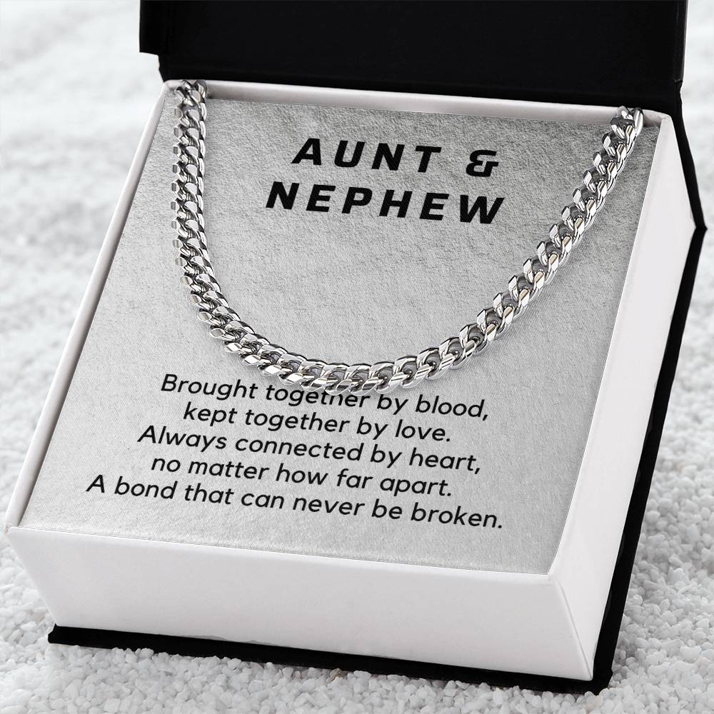 Personalized Aunt and Nephew Gift, Cuban Chain Necklace for Nephew from Aunt