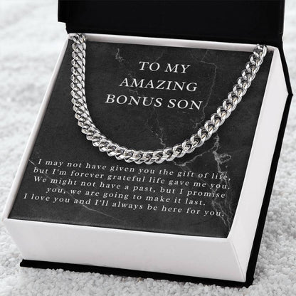 Personalized Cuban Chain Necklace Gift for my amazing Bonus Son