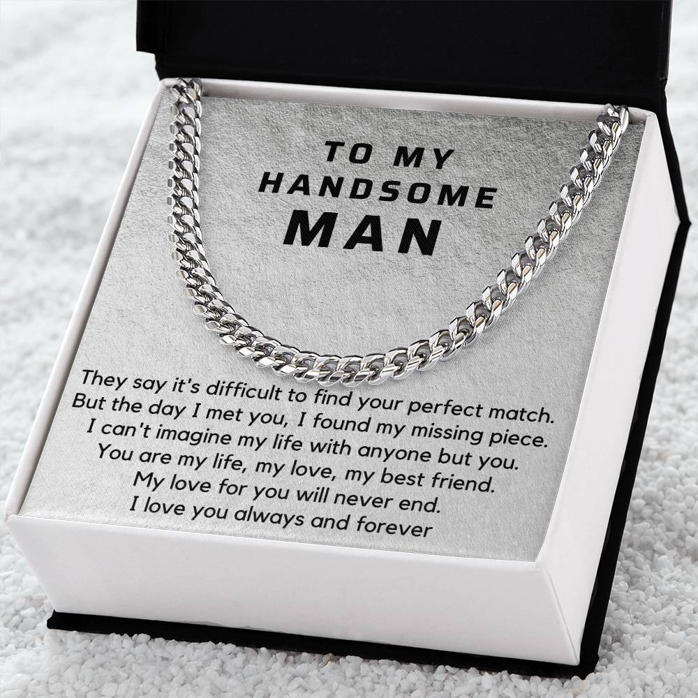 Gift for Him, Cuban Chain Necklace with romantic Message