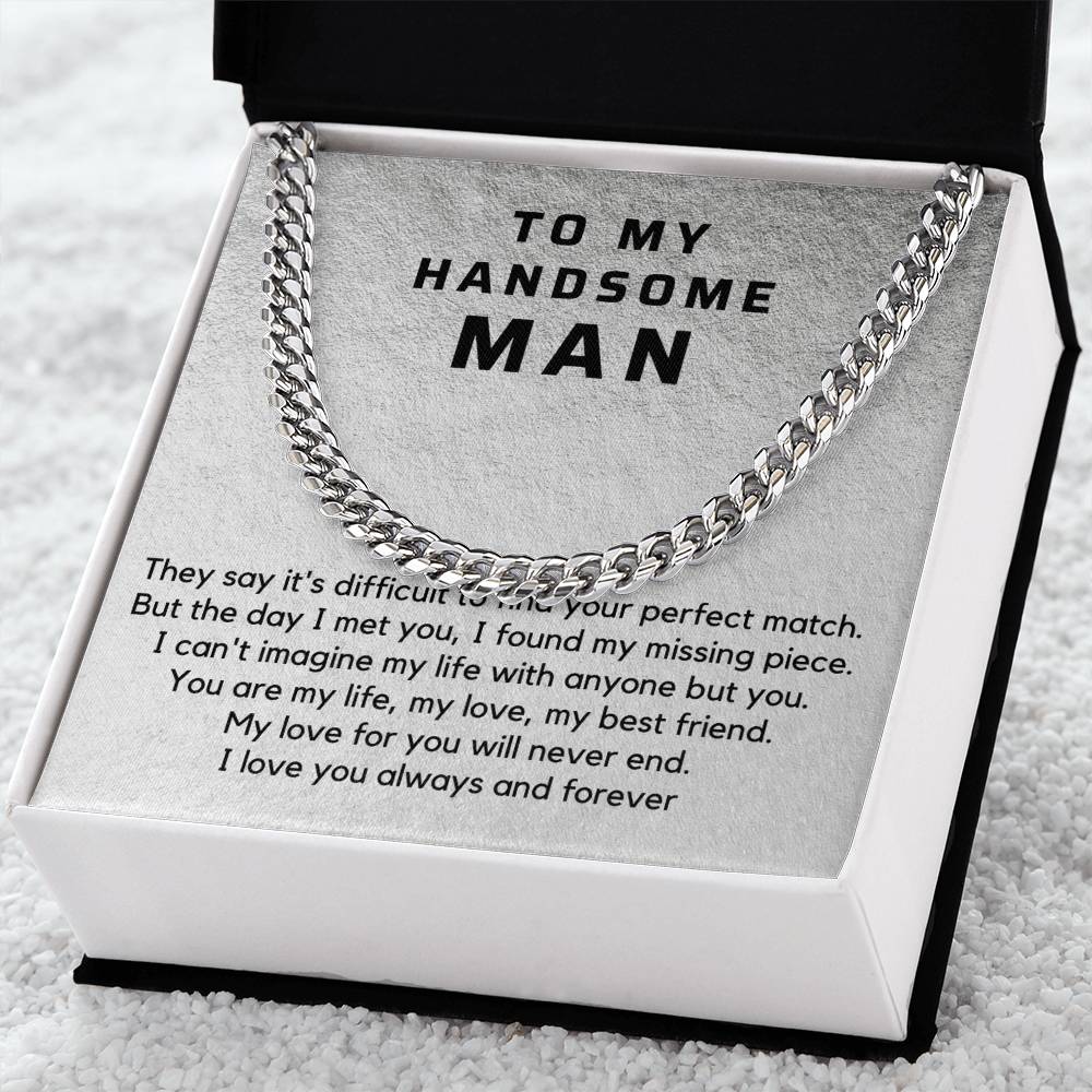 Personalized Gift for Him, Cuban Chain Necklace with romantic Message