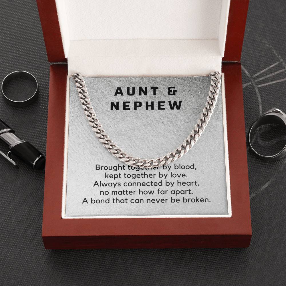 Personalized Aunt and Nephew Gift, Cuban Chain Necklace for Nephew from Aunt