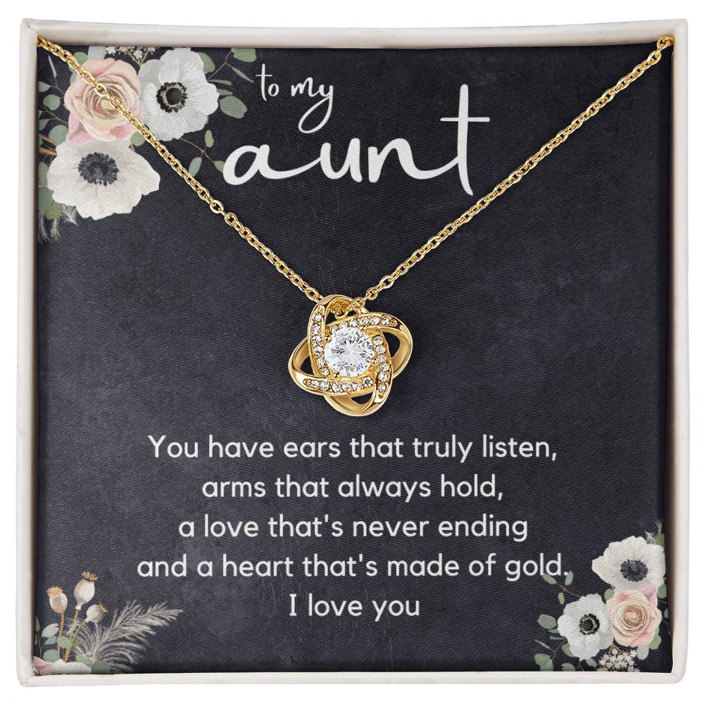 Personalized Aunt Gift, Love Knot Necklace for Aunt, Add Name & Closing