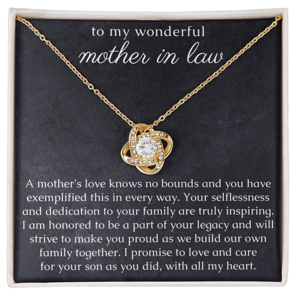 In Laws Gift, Love Knot Necklace for Mother In Law from Bride