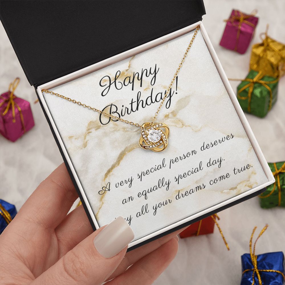 Birthday Present for Women, Gold Love Knot Necklace Gift for a Special Lady