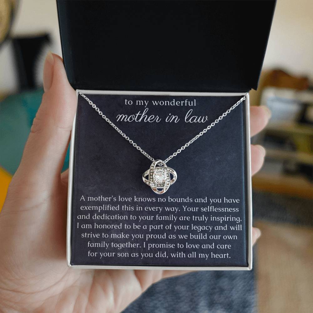 In Laws Gift, Love Knot Necklace for Mother In Law from Bride