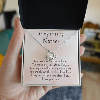 Personalized Love Knot Necklace for my Amazing Mother, Add Name & Closing