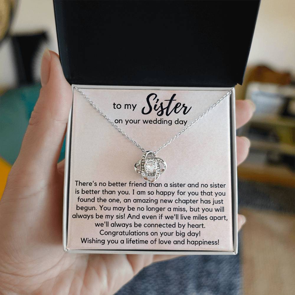 Wedding Gift for Bride on her Wedding Day, Love Knot Necklace from Sister & Brother