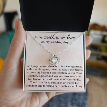 In Laws Gift, Mom In Law Knot Necklace form Groom on Wedding Day