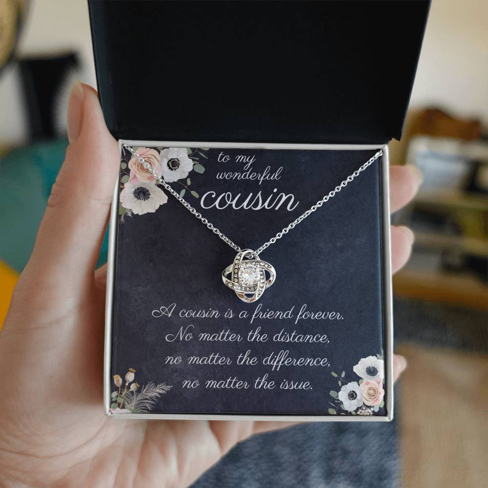 Personalized Love Knot Necklace Gift for Cousin with thoughtful Message