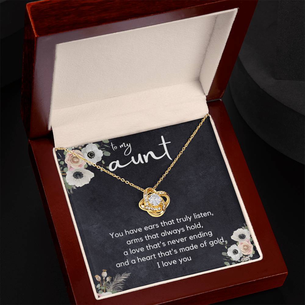 Personalized Aunt Gift, Love Knot Necklace for Aunt, Add Name & Closing