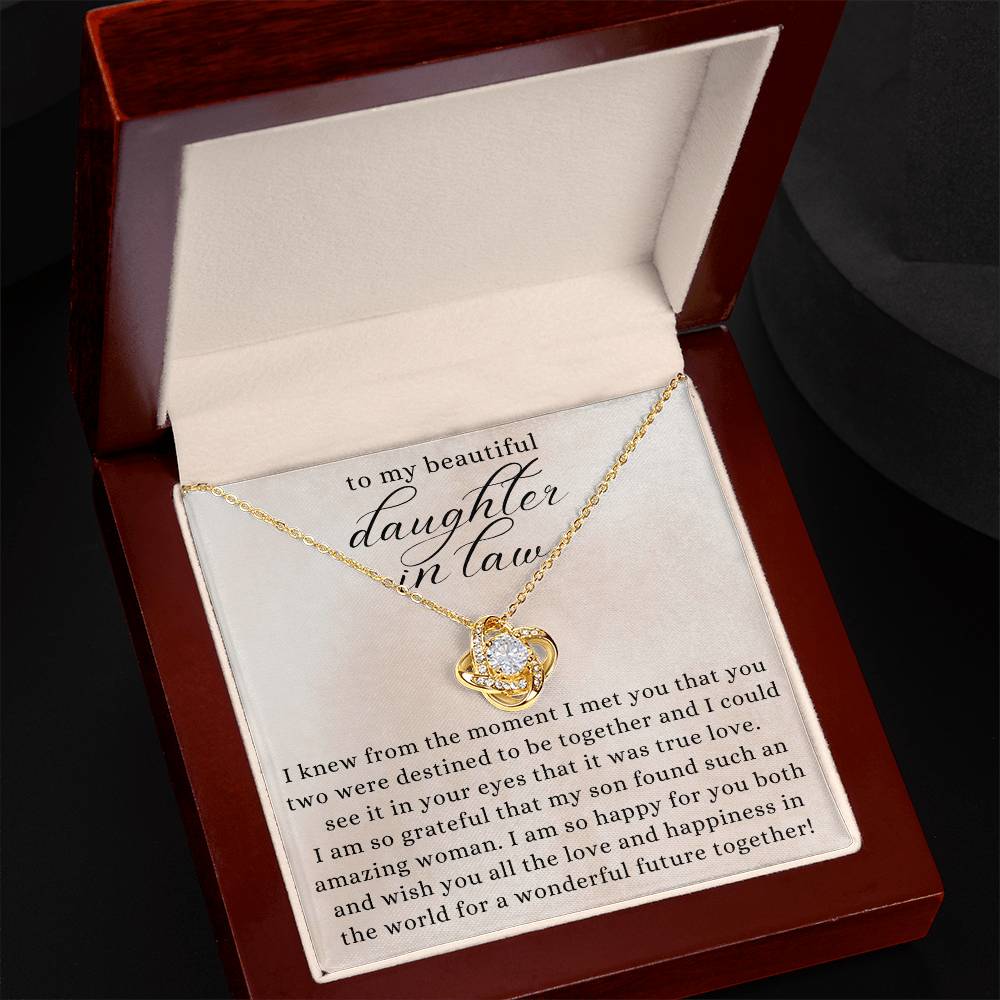 Daughter In Law Gift, Bride Love Knot Necklace from Mom & Dad In Law