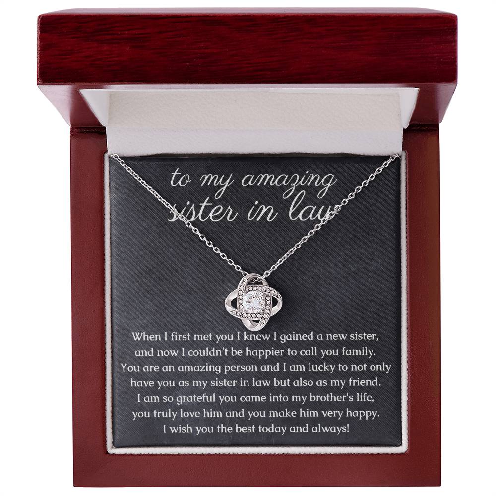 Sister In Law Jewelry, Knot Necklace Gift with thoughtful Message