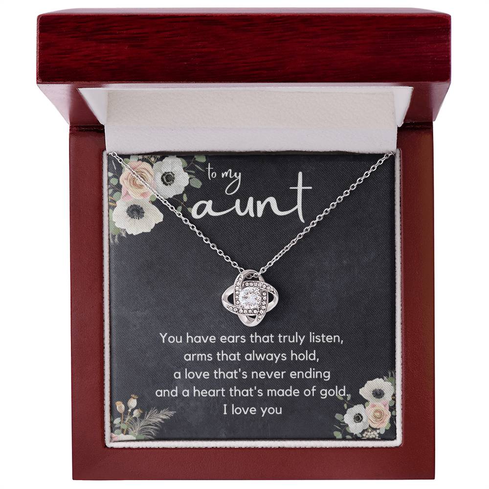 Personalized Aunt Gift, Love Knot Necklace for Aunt, Add Name & Closing