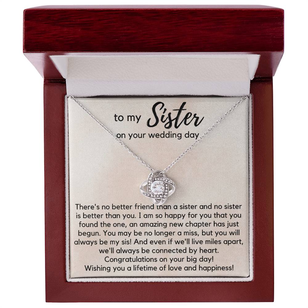 Wedding Gift for Bride on her Wedding Day, Love Knot Necklace from Sister & Brother