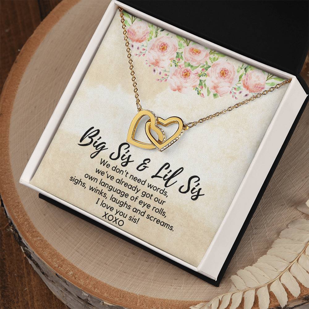 Funny Sisters Jewelry Gift, Big Sis and Lil Sis heart Necklace