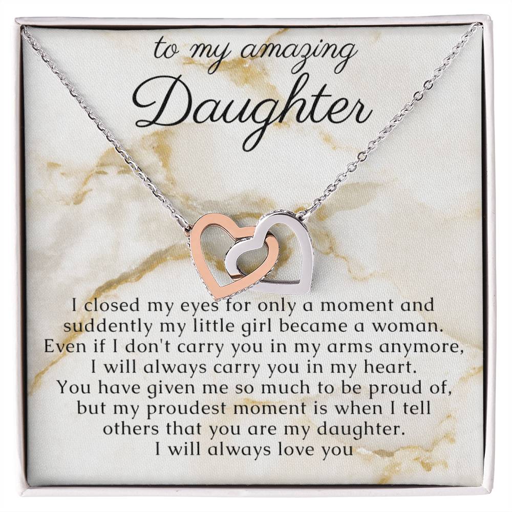 Personalized Heart Necklace for Daughter w/ Message Card