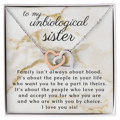 Best Friends Gift - Unbiological Sisters Heart Necklace with thoughtful Message