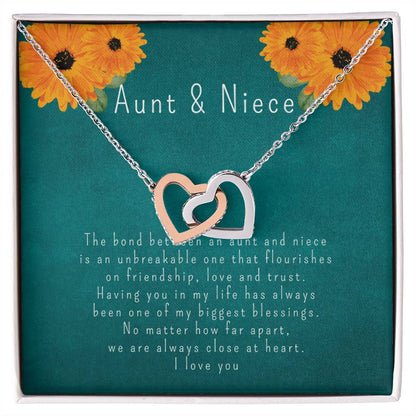 Personalized Aunt & Niece Heart Necklace, Gift for Aunt or Niece