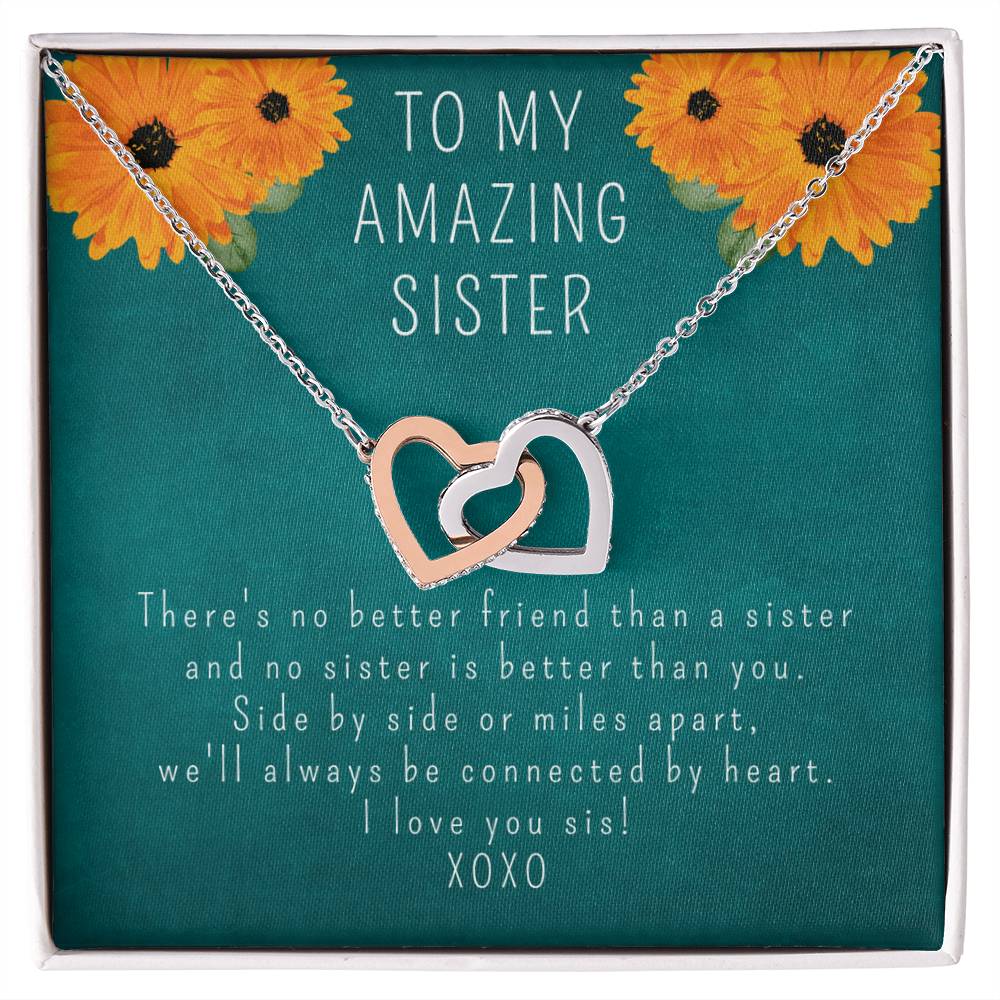 Personalized Heart Necklace Gift for my amazing Sister, Add Name & Closing