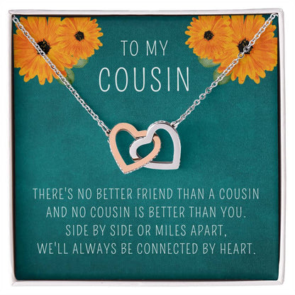 Cousin Gift, Heart Necklace for Cousin with thoughtful Message