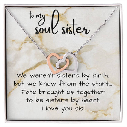 Personalized Heart Necklace for Soul Sister w/ Message Card, Add Name & Closing