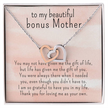 Personalized Bonus Mother Gift, Interlocked Hearts Necklace, Add Name & Closing