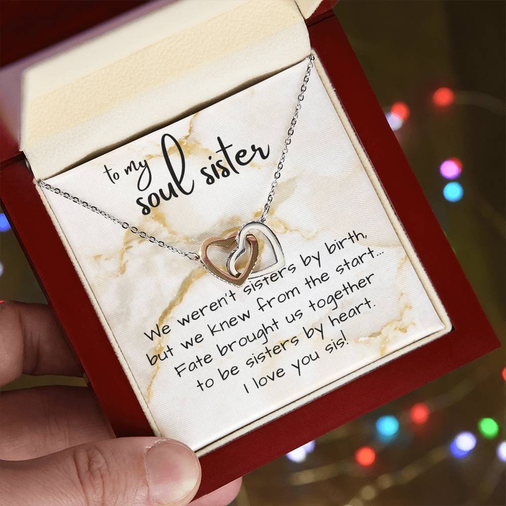 Personalized Heart Necklace for Soul Sister w/ Message Card, Add Name & Closing