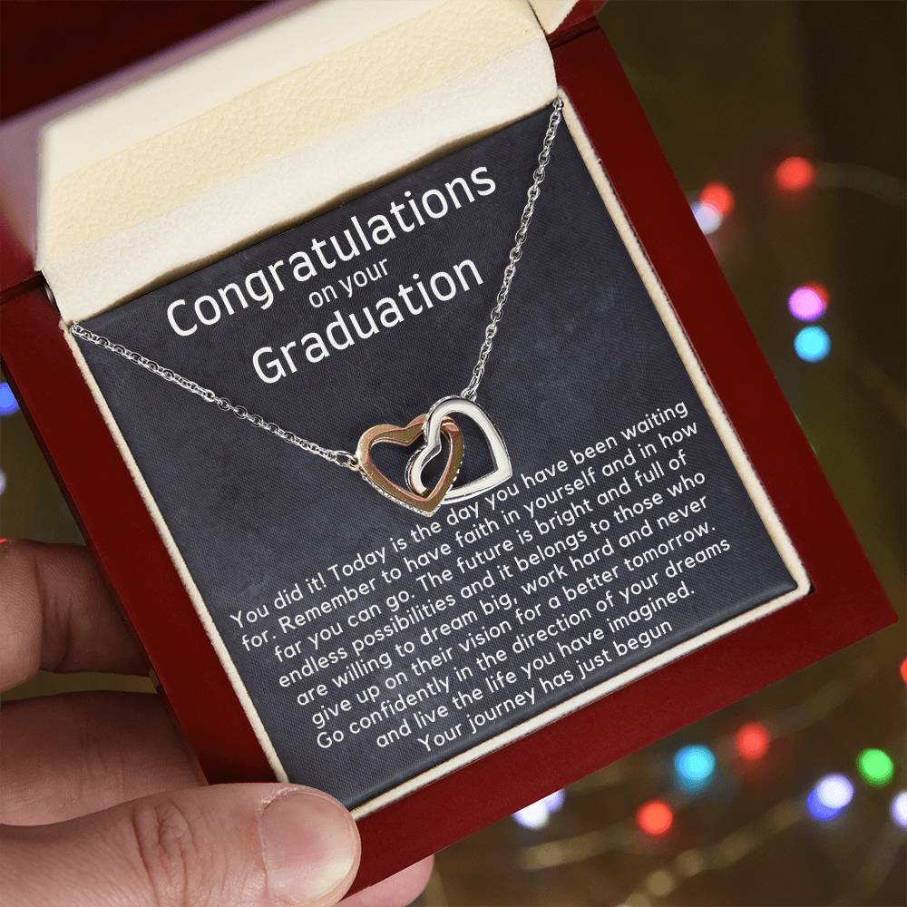 Heart Necklace Graduation Gift - You did it