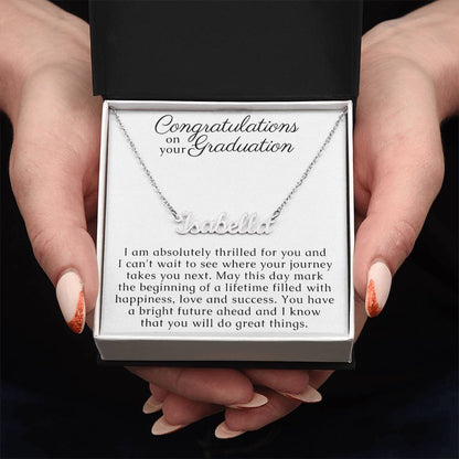 Graduation Gift for Women, Name Necklace with thoughtful Message