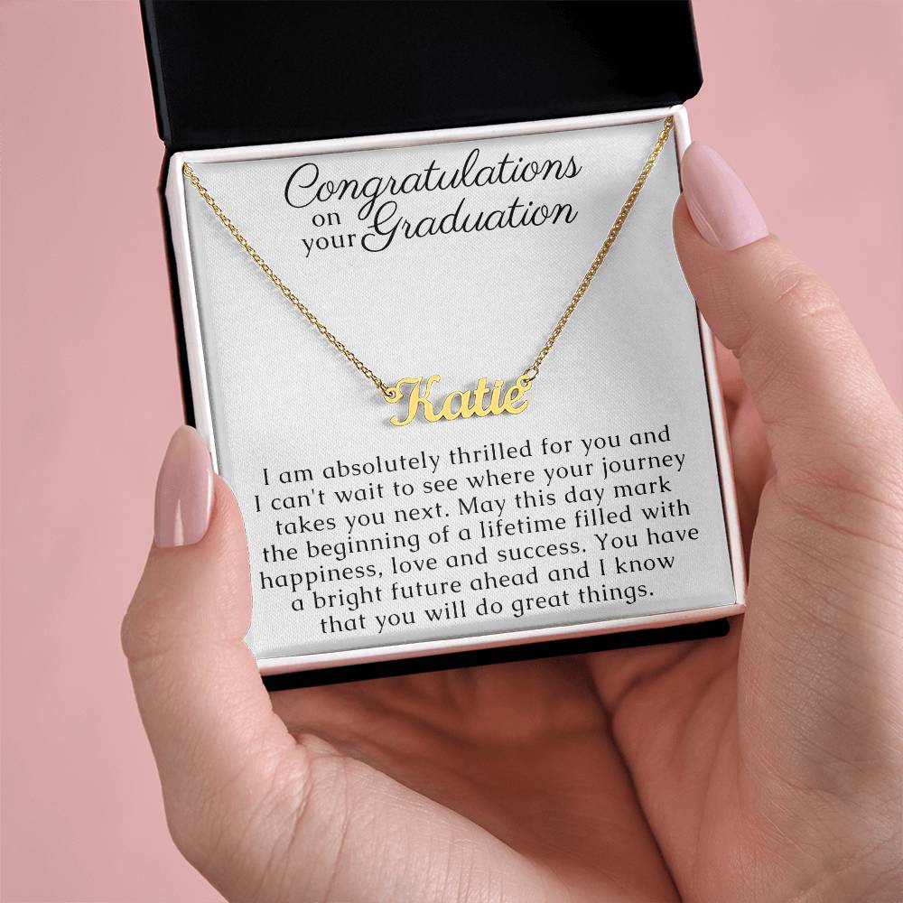 Graduation Gift for Women, Name Necklace with thoughtful Message