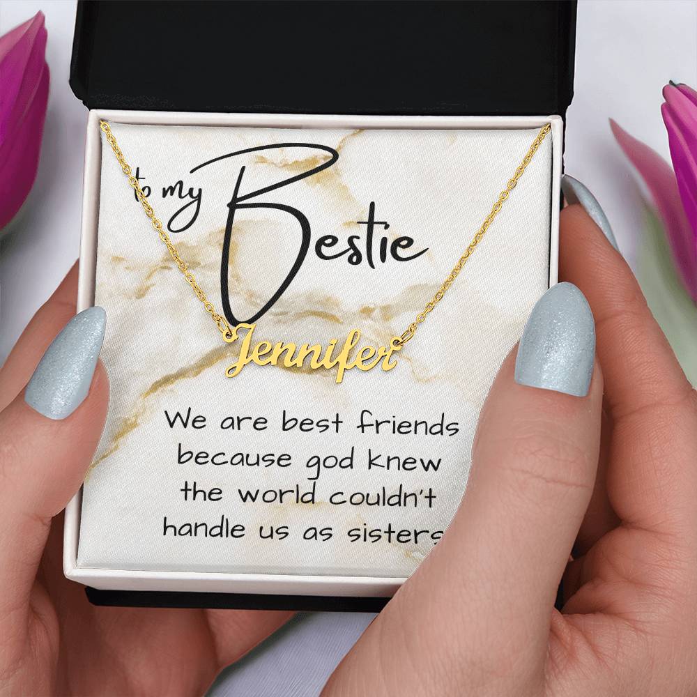 Funny Best Friends Gift, Name Necklace for Bestie