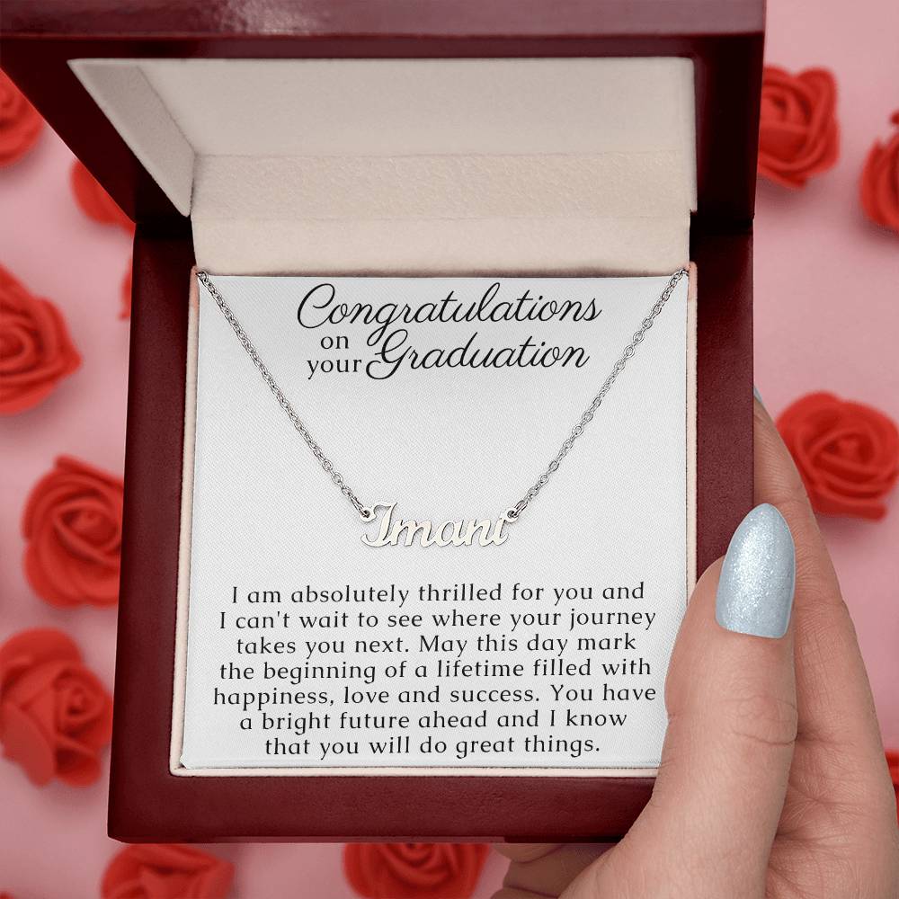 Graduation Gift for Women, Name Necklace with thoughtful Message