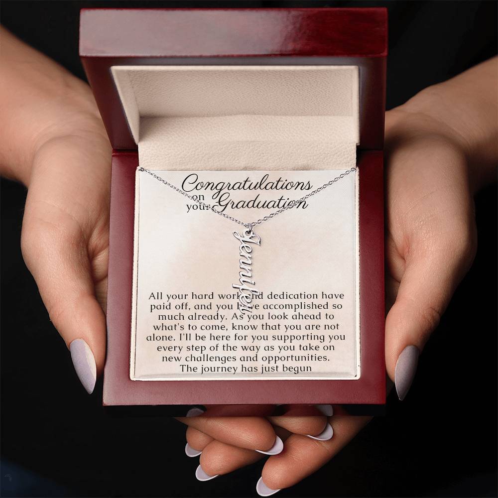 Graduation Jewerly for Women, Vertical Name Necklace Gift