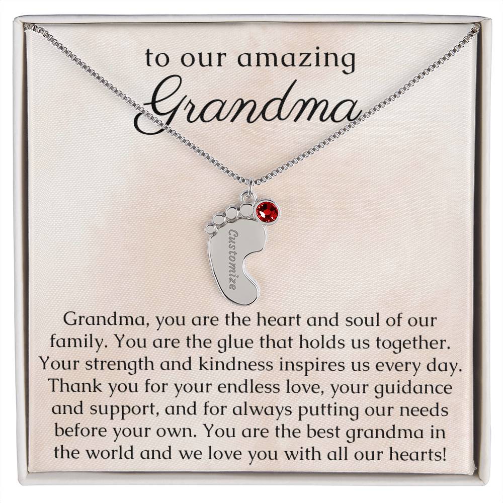 Grandma Necklace Gift, Birthstone Necklace with Name Engraving