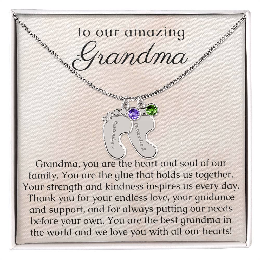 Grandma Necklace Gift, Birthstone Necklace with Name Engraving