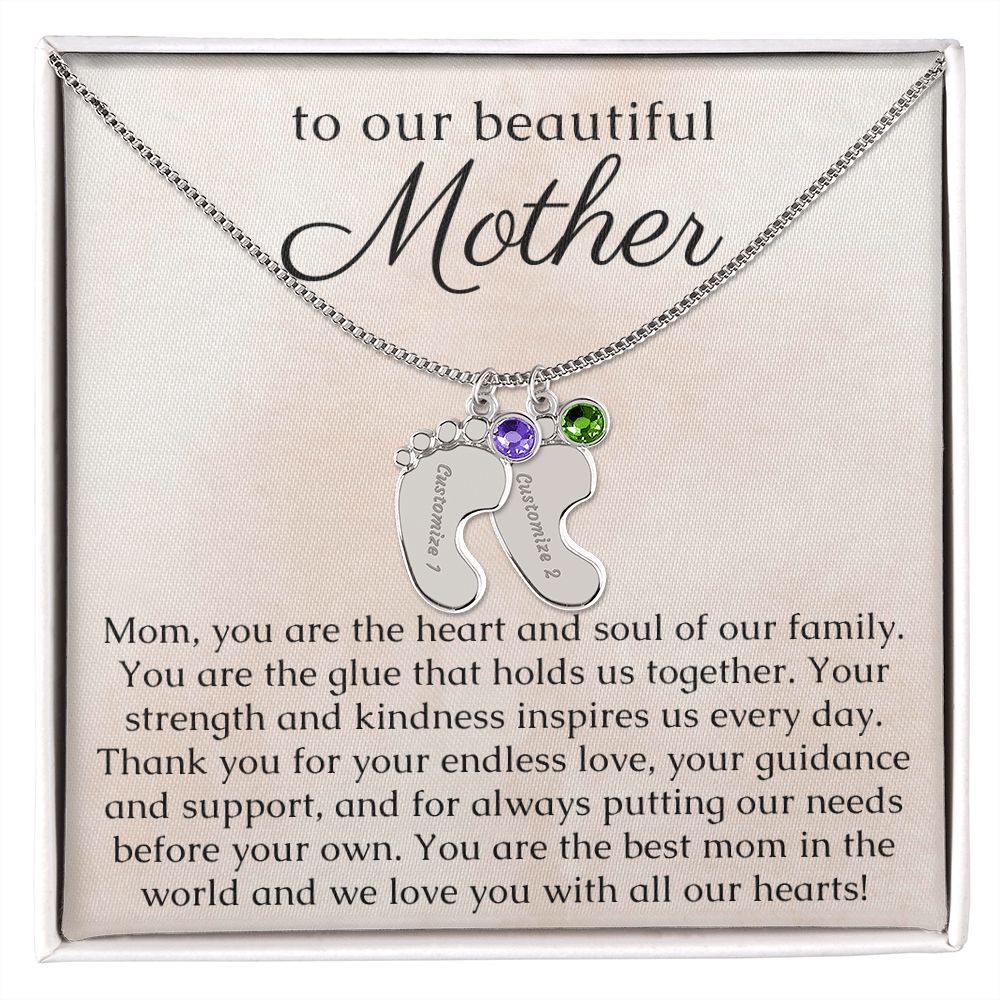 Unique Engraved Birthstone Necklace for Mothers Personalized Name Necklace Mother Gift