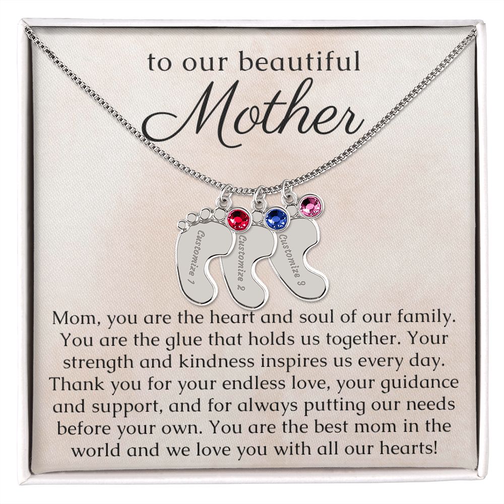 Unique Engraved Birthstone Necklace for Mothers Personalized Name Necklace Mother Gift